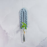 "Front view of MARBLE Wall Propagation unit with a plant cutting displayed in the clear tube."